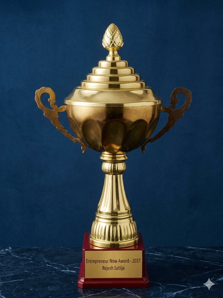 Entrepreneur Now Award 2017 trophy for Rejesh Satiija