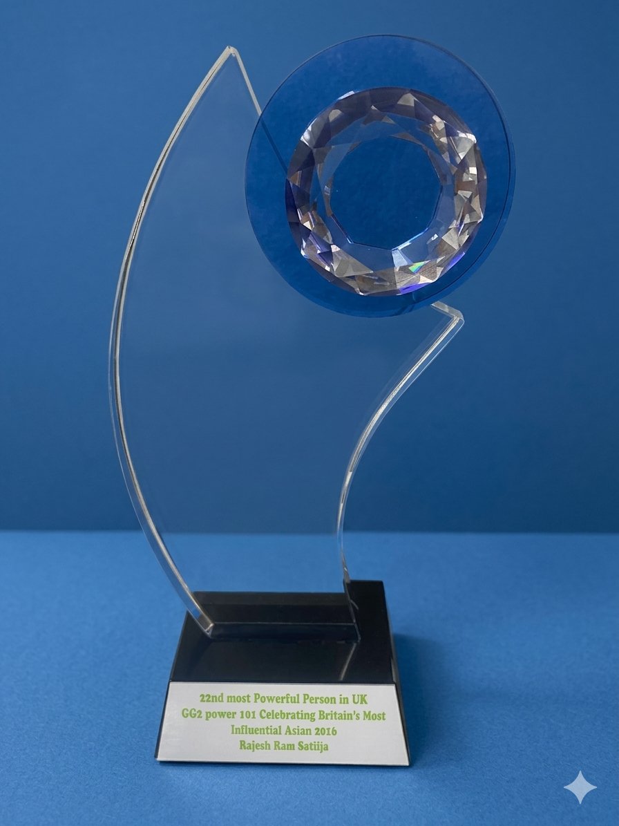 GG2 Power 101 crystal award naming Rajesh Ram Satiija 22nd most powerful person in the UK, 2016
